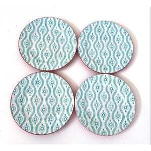 Set of 4 Baum Tangier Turquoise Orange Salad Plates